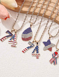 Elegant USA Flag Letter Pendant Link Necklace 8ZA6JNC290L