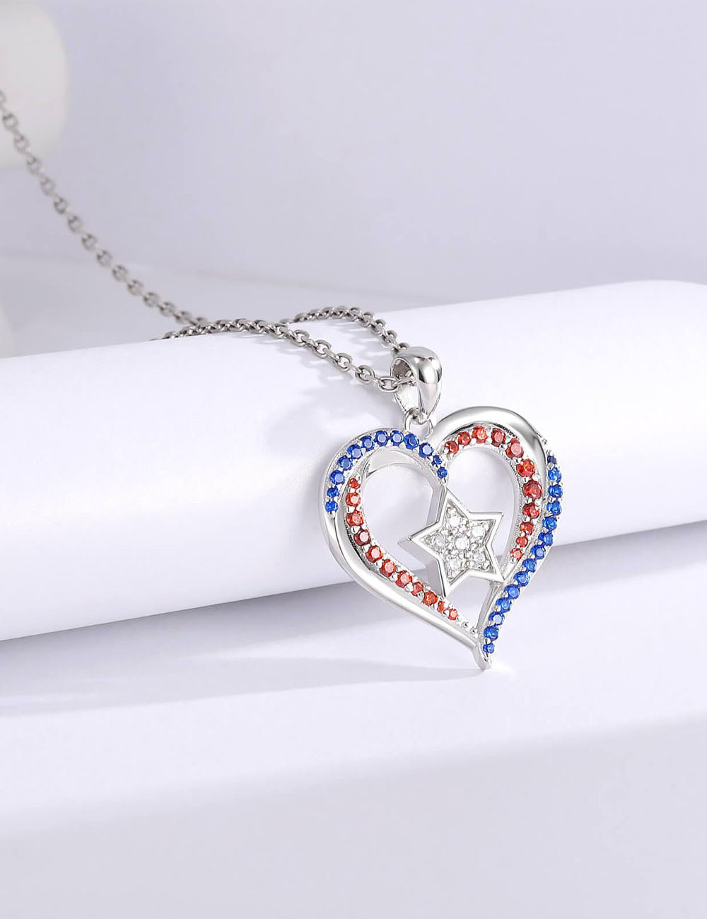 Minimalist Star Pandant Heart Frame Rhinestone Necklace 8ZA6JNC291L