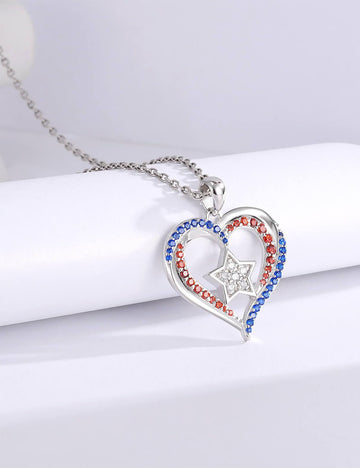 Minimalist Star Pandant Heart Frame Rhinestone Necklace 8ZA6JNC291L