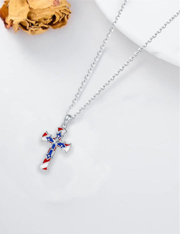 Trendy USA Flag Cross Pendant Choker Necklace 8ZA6JNC294L