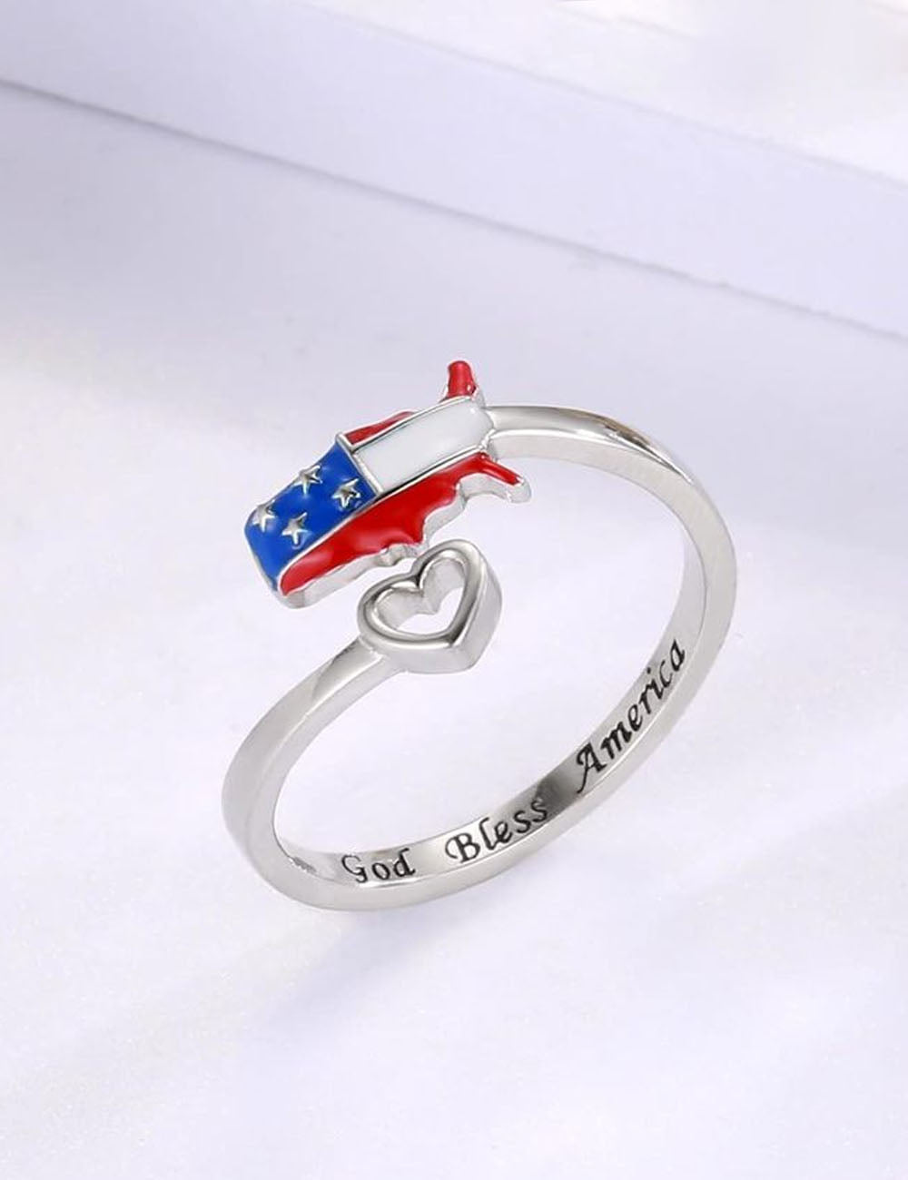 Trendy USA Map Pattern Open Ring 8ZA6JRG203T