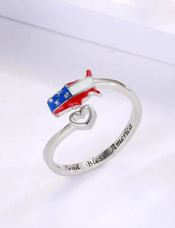 Trendy USA Map Pattern Open Ring 8ZA6JRG203T