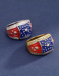 Chunky Gold Plated USA Flag Rhinestones Wide Ring 8ZA6JRG205T