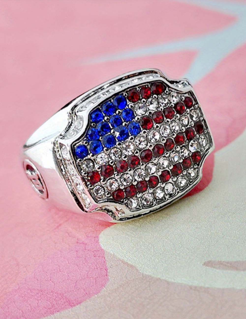 Stylish Chunky Sparkling Zirconia Wide Ring 8ZA6JRG206T