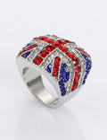 Stylish UK Flag Sparkling Zirconia Chunky Ring 8ZA6JRG208T