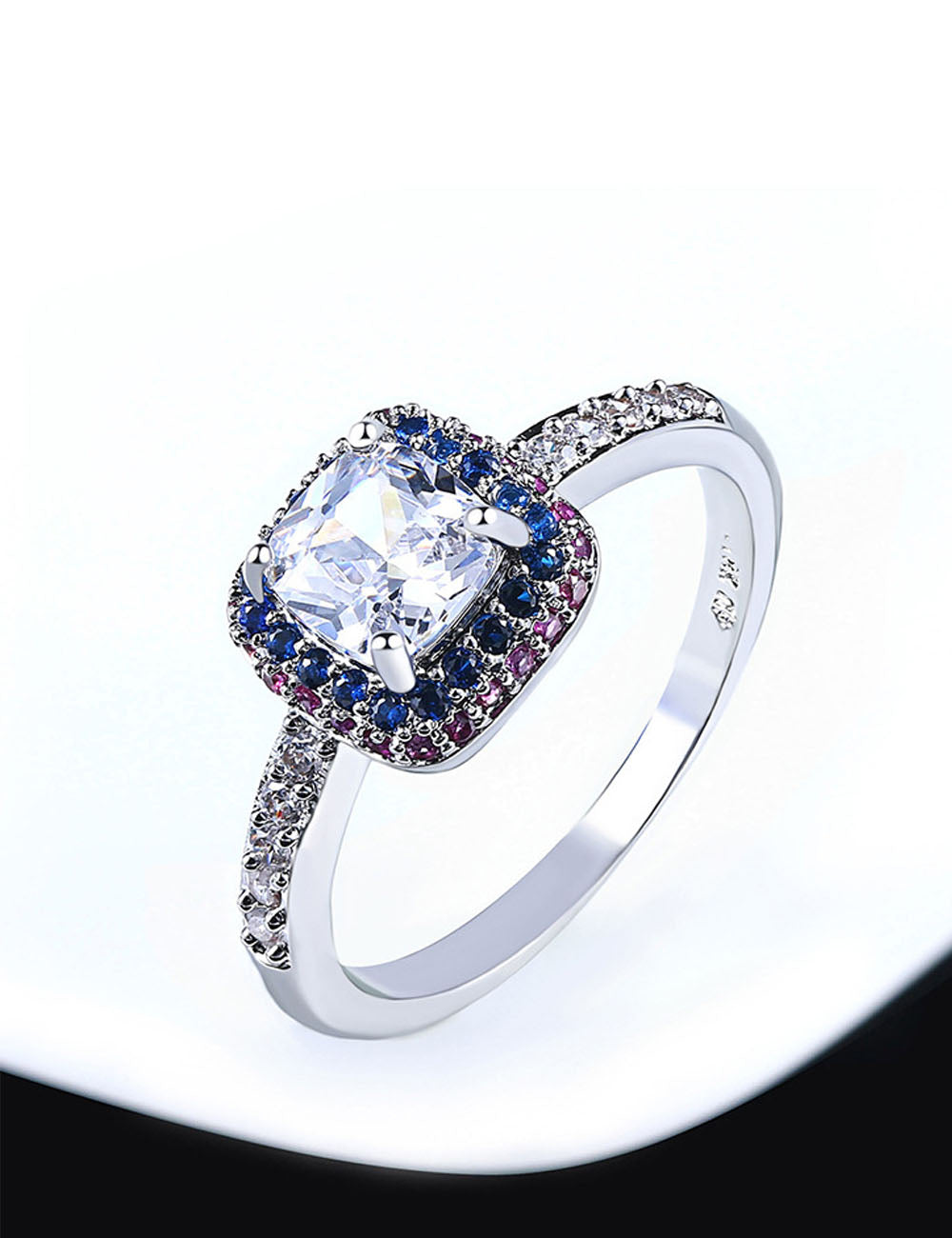 Electroplated Sparking Cubic Zirconia Geometric Ring 8ZA6JRG211T