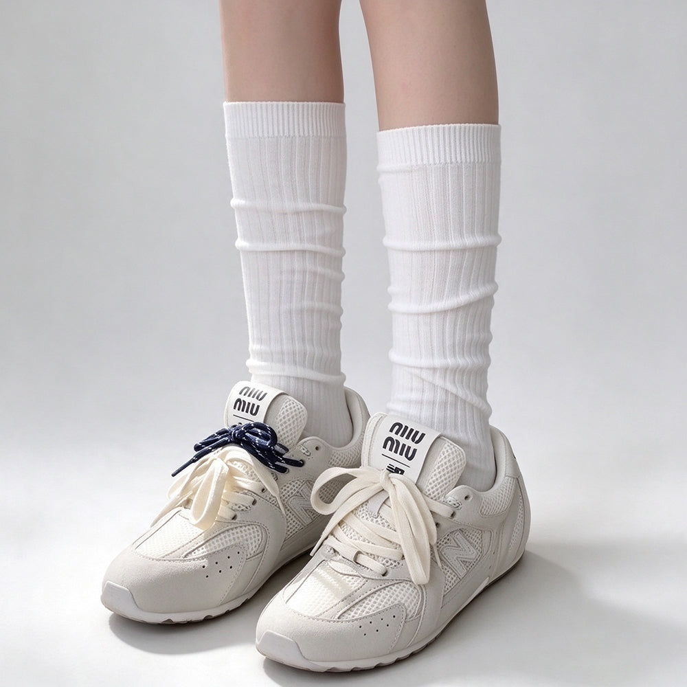 Simple Solid Color Elastic Knit Socks 6W8FSO1015