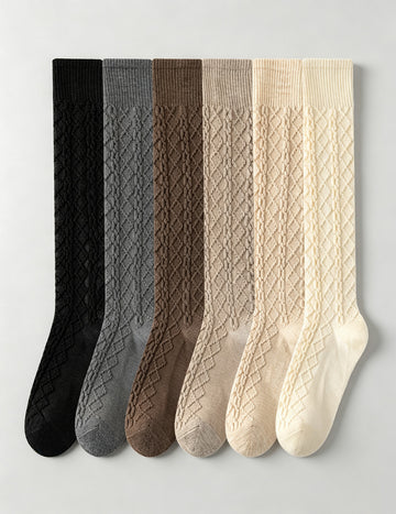 Cable Knit Calf Socks - DippedShop Wholesale - #9283