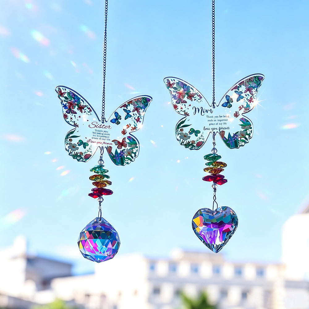 Colorful Butterfly Heart Crystal Hanging Sun Catcher 6H7HLS211