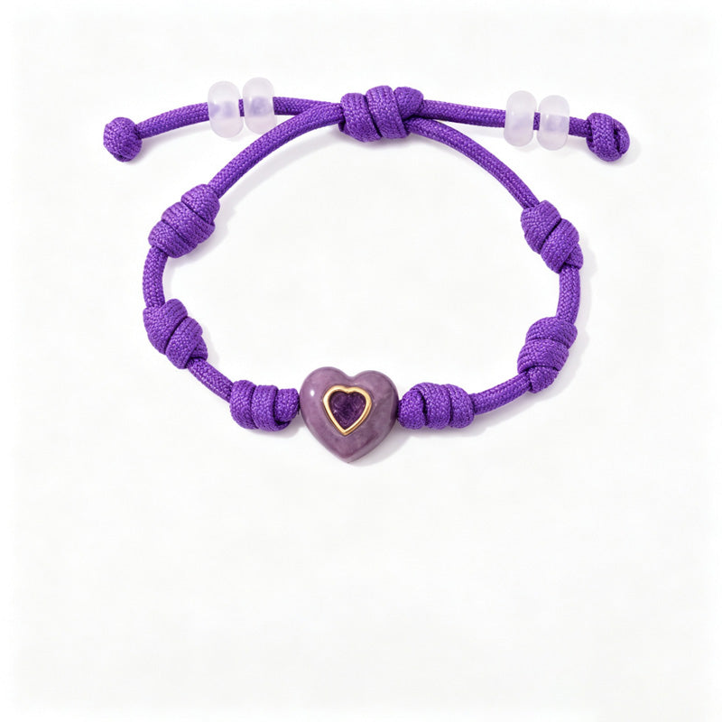 Personalized Heart Pendant Adjustable Rope Bracelet 6W6JBR532