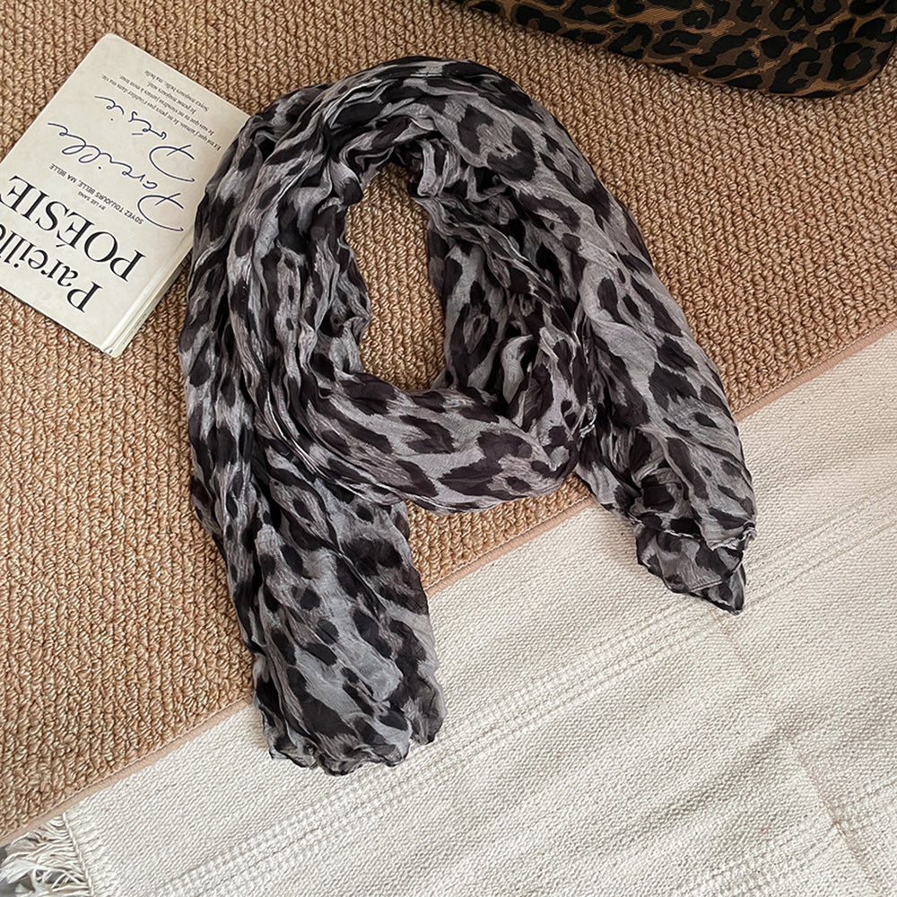 Vintage Zebra Leopard Print Long Silk Scarf 6W6NSC226