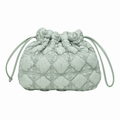 Simple Plaid Ruched Drawstring Bucket Crossbody Bag 6W10BBG1809
