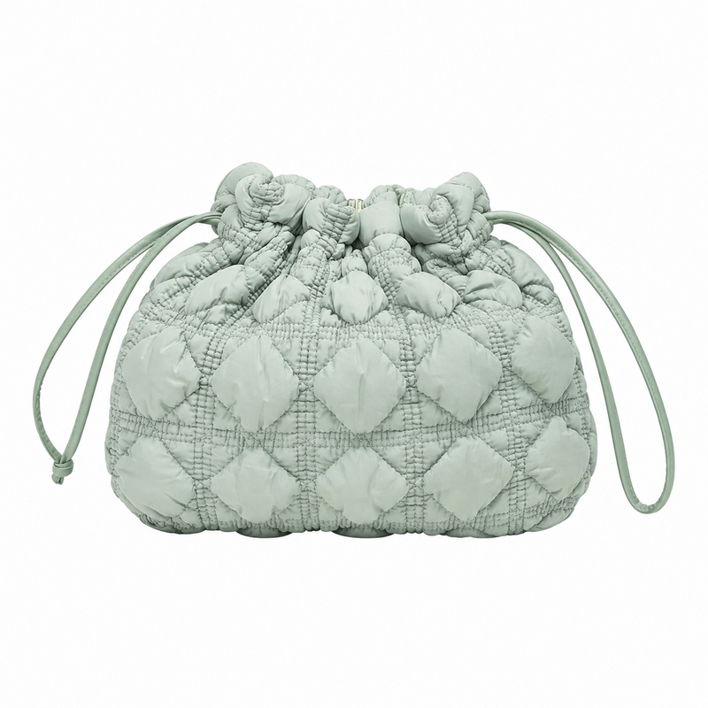 Simple Plaid Ruched Drawstring Bucket Crossbody Bag 6W10BBG1809