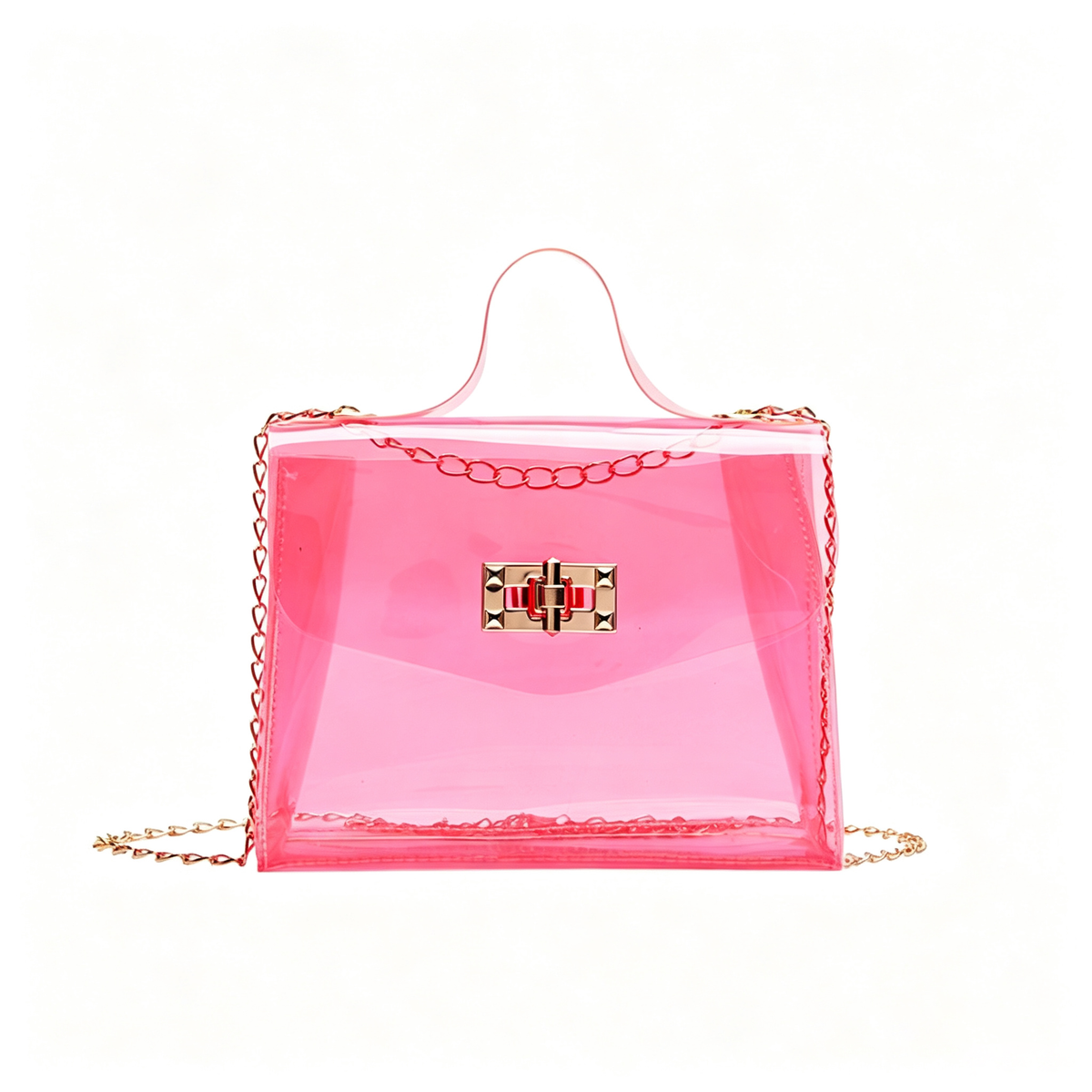 Cute Solid Color Square Jelly Clear Tote Bag 6W10BBG2117