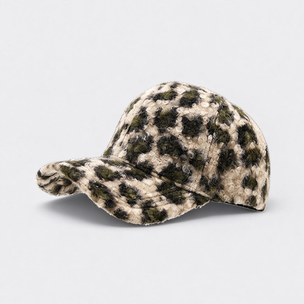 Vintage Fuzzy Plush Leopard Print Baseball Cap 6W6HAT927