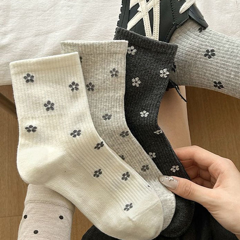 Flower Print Crew Socks - DippedShop Wholesale - #3411