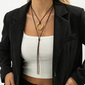 Geometric Pendant Leather Necklace - DippedShop Wholesale - #2627