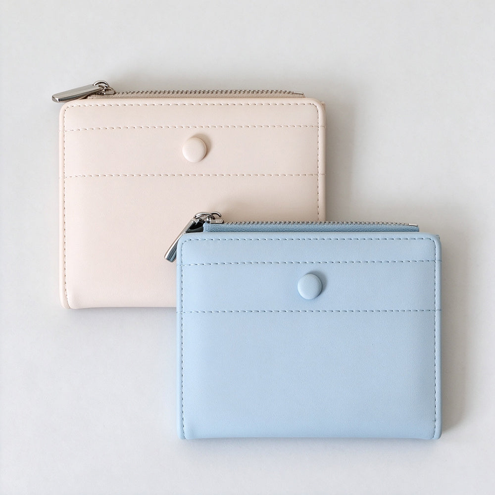 Minimalist Pastel Leather Short Bifold Wallet 6W10BWB360