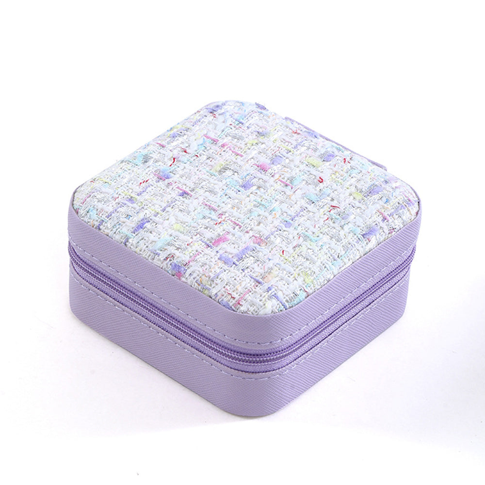 Square Tweed Mini Travel Jewelry Box 6W5CO363