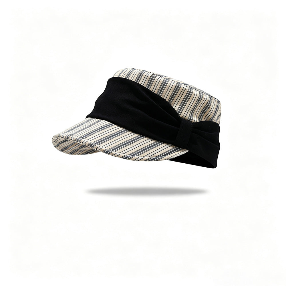 Striped Bow Foldable Wide Brim Hat 6W6HAT791