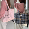 Reversible Letter Print Shoulder Bag - DippedShop Wholesale - #4371