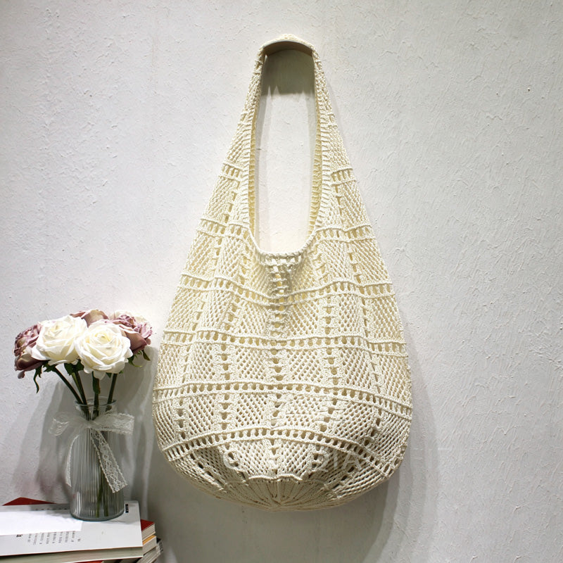 Casual Solid Color Hollow Beach Tote Bag 6W10BBG1779