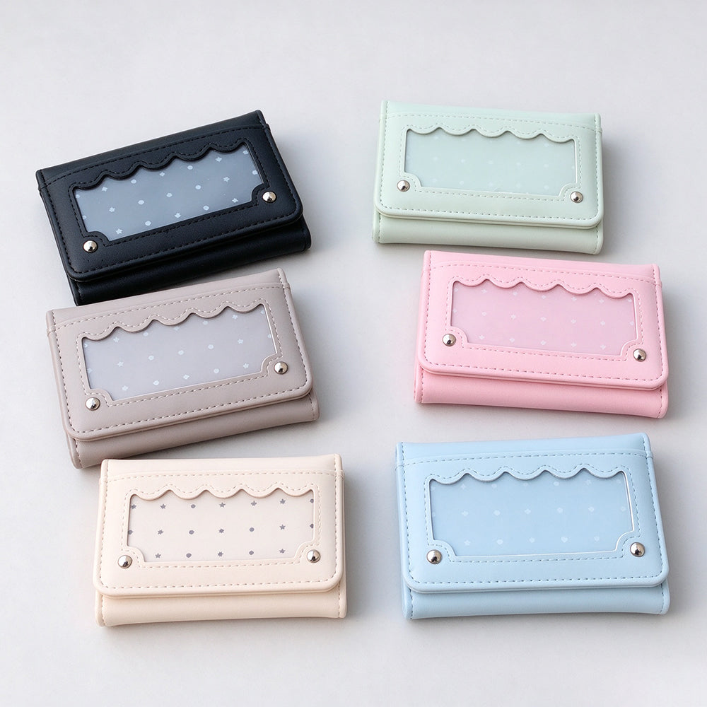 Scalloped Window Trifold Wallet - DippedShop Wholesale - #9475