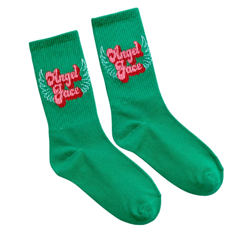 Sweet Pink Lttter Patterned Crew Socks 6W8FSO653