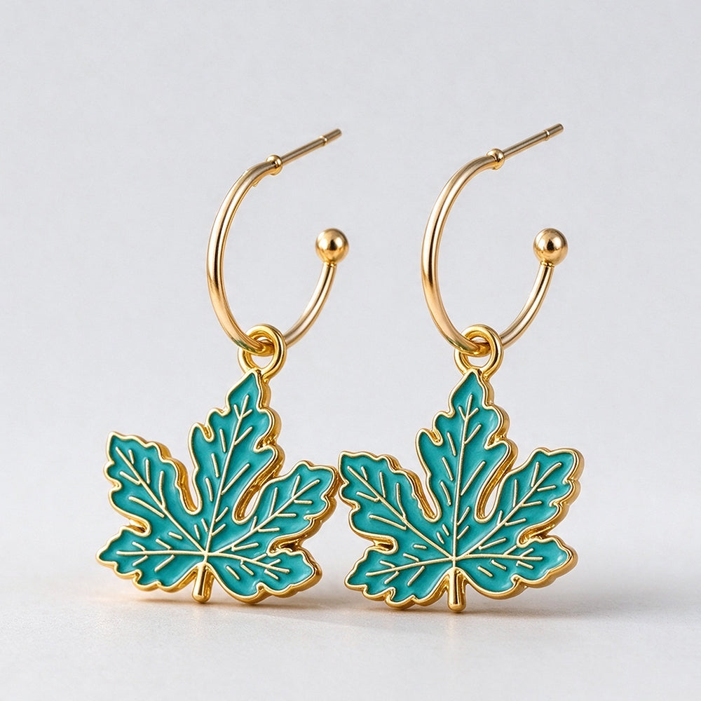 Maple Leaf Pearl Drop Earrings - DippedShop Wholesale - #3171