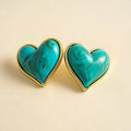 Vintage Enamel Heart Gold Plated Stud Earrings 6W6JER950