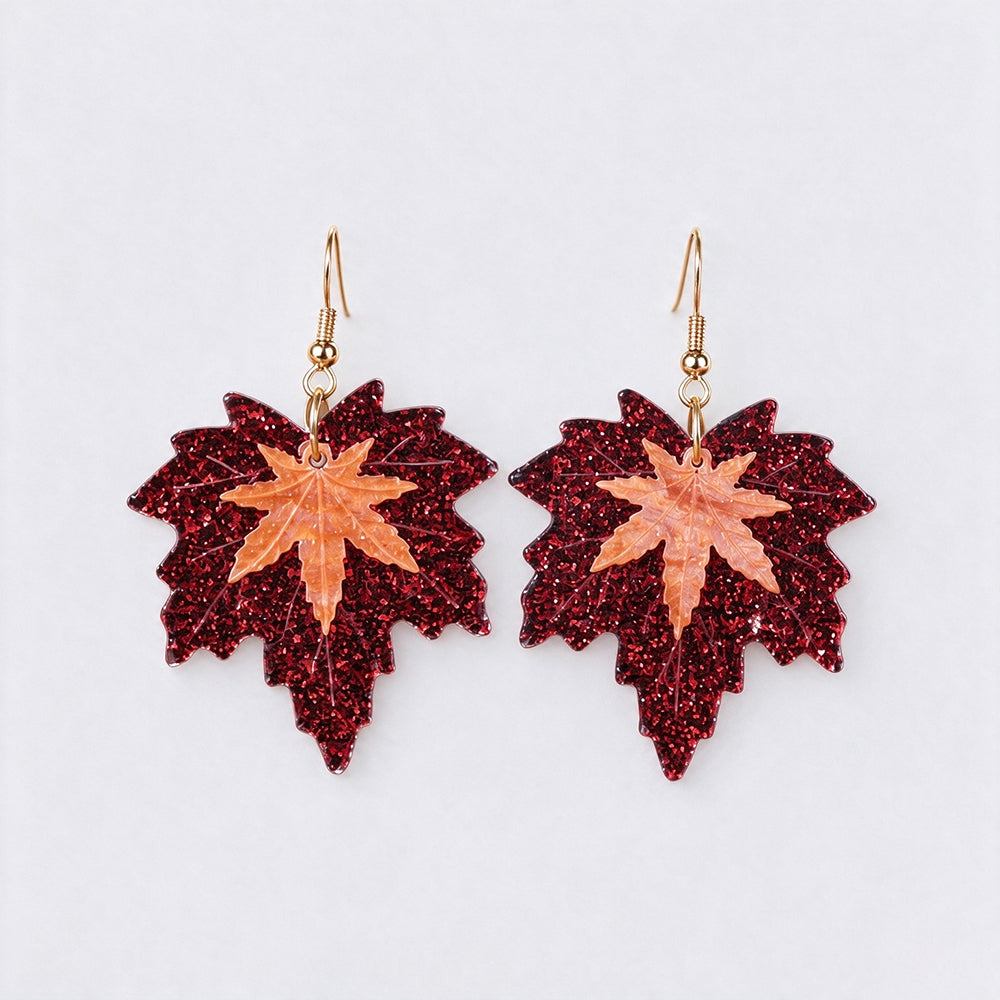 Maple Leaf Dangle Earrings - DippedShop Wholesale - #5667