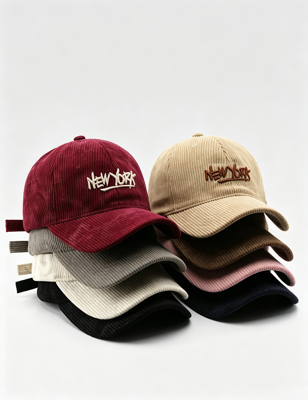 Corduroy Embroidered Baseball Caps - DippedShop Wholesale - #9299