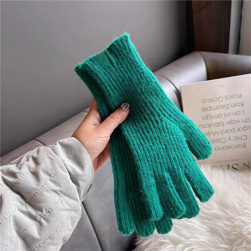 Solid Color Ribble Knit Touch Screen Gloves 6W6GLO92