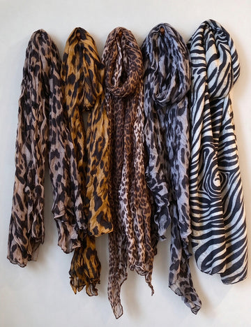 Vintage Leoaprd Print Cotton Linen Long Scarf 6W6NSC230
