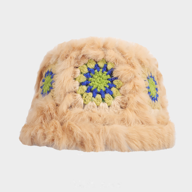 Stylish Hand Crochet Fur Bucket Hat 6W6HAT676