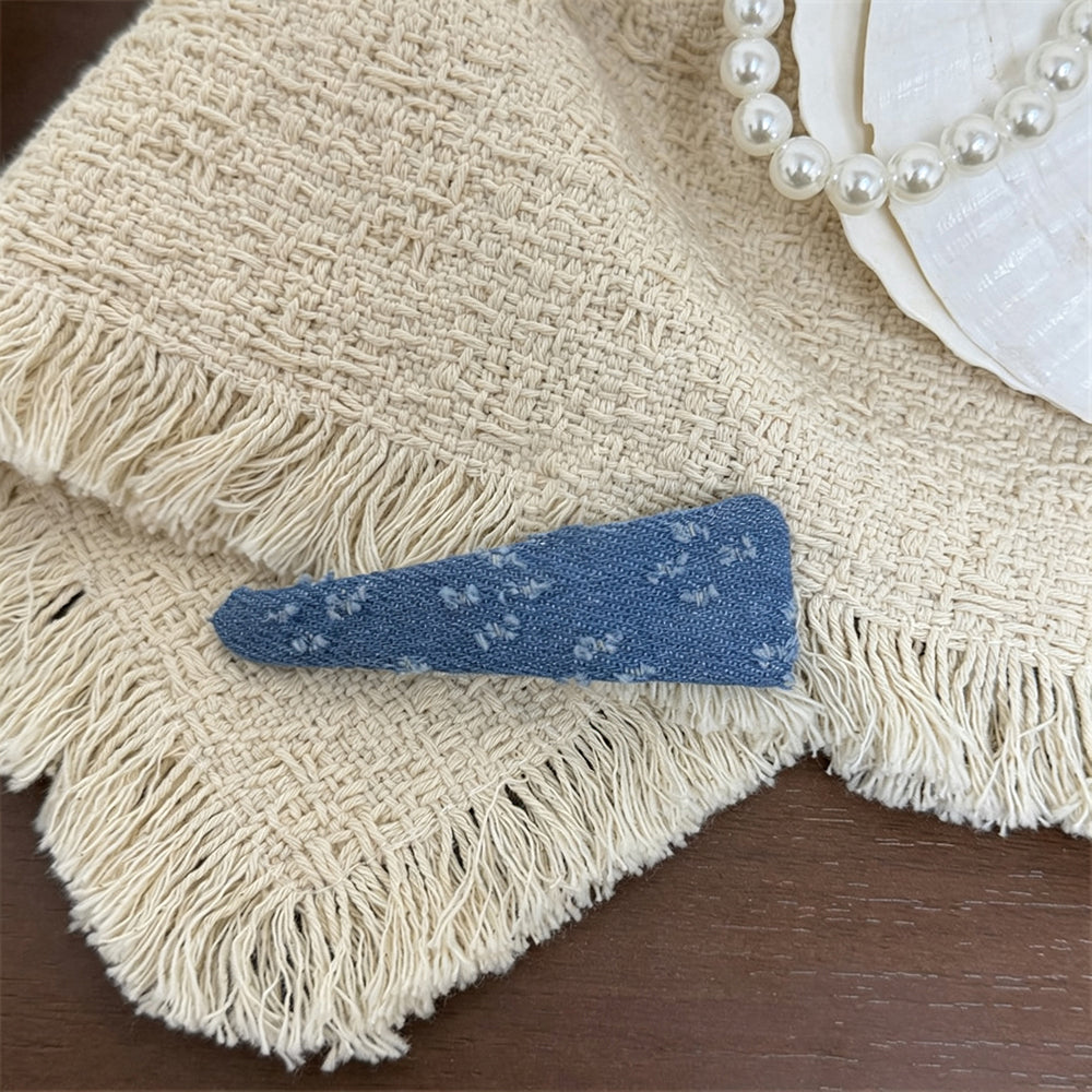 Simple Denim Frayed Hem No-Crease Hair Clip 6W6HCP1623