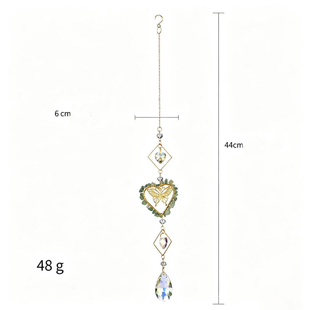 Crystal Stone Wrapped Heart Butterfly Hanging Suncatcher 6H7HLS213