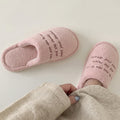Simple Letter Embroidery Plush Non-Slip Warm Slippers 6W8FSP286