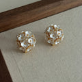 Trendy Floral Natural Shell Tassel Stud Earrings 6W6JER565