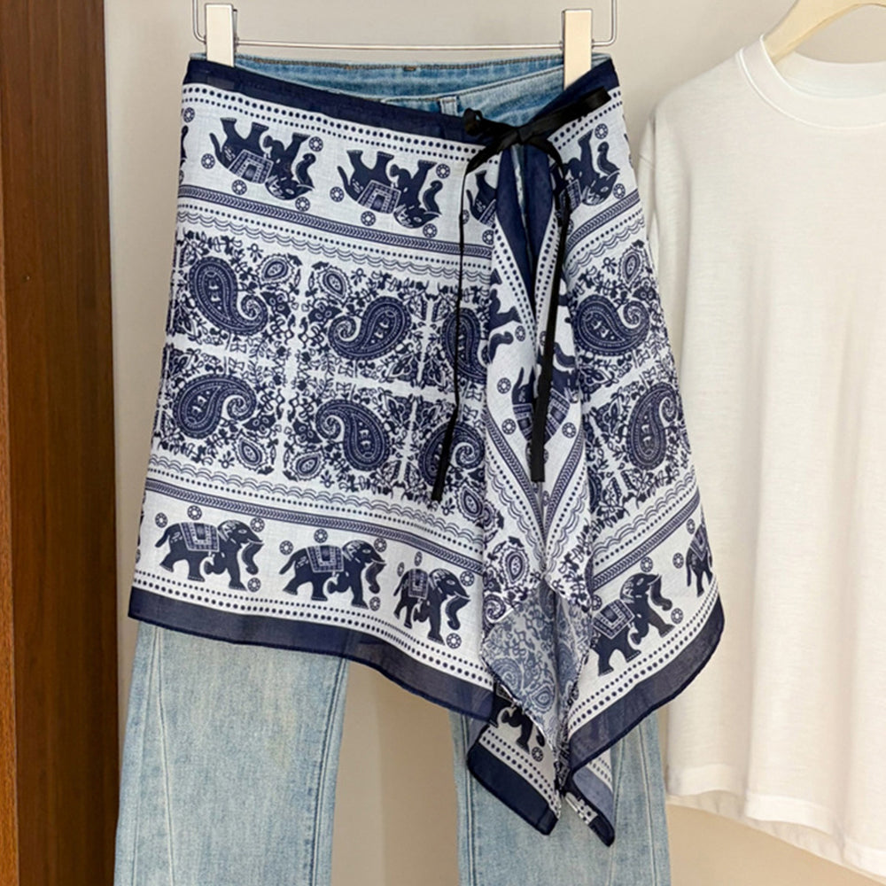 Boho Paisley Print Tie Waist Hip Scarf 6W6NSC232
