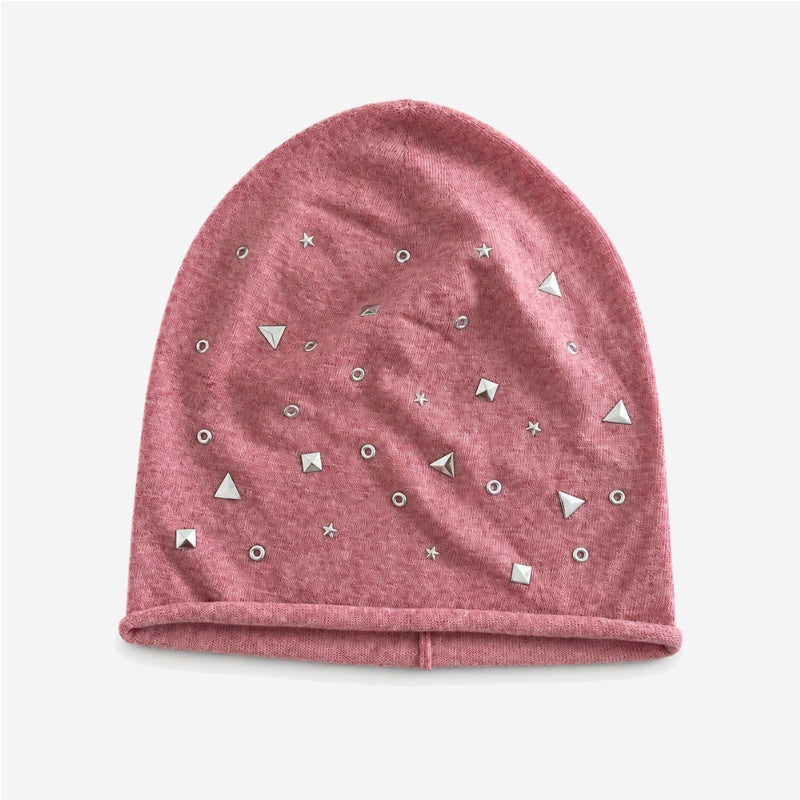 Stylish Metal Rivet Knit Beanie Hat 6W6HAT651
