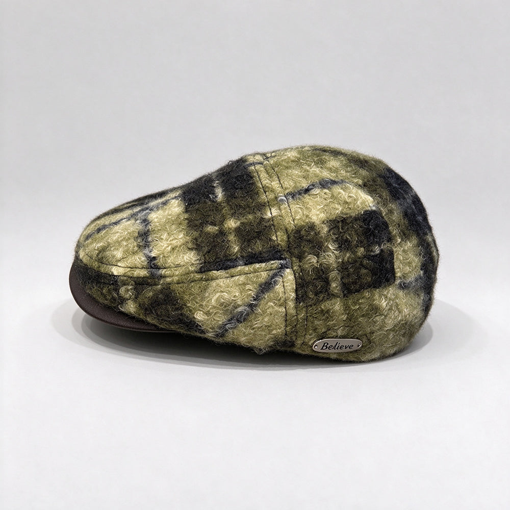 Plaid Fluffy Beret Hat - DippedShop Wholesale - #4931