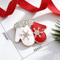 Enamel Rhinestone Christmas Mitten Brooch Pin 6W6JPB58