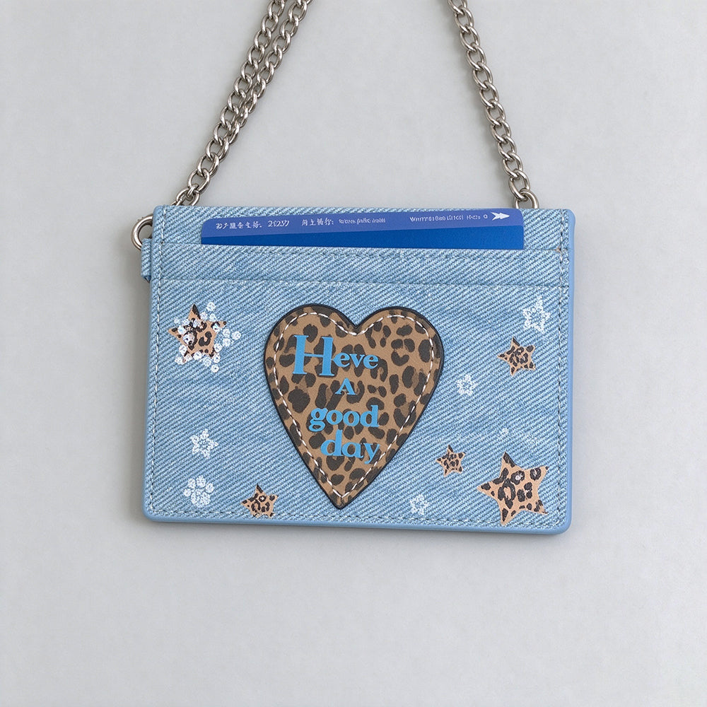 Leopard Heart Card Wallet - DippedShop Wholesale - #6883