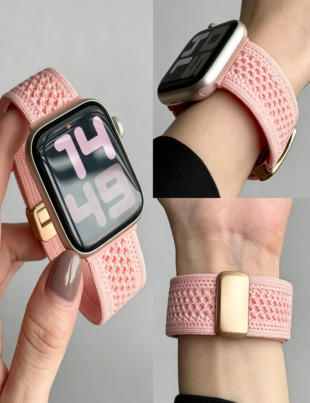 Solid Color Nylon Weave Hollow Watch Band 6W6JWA113