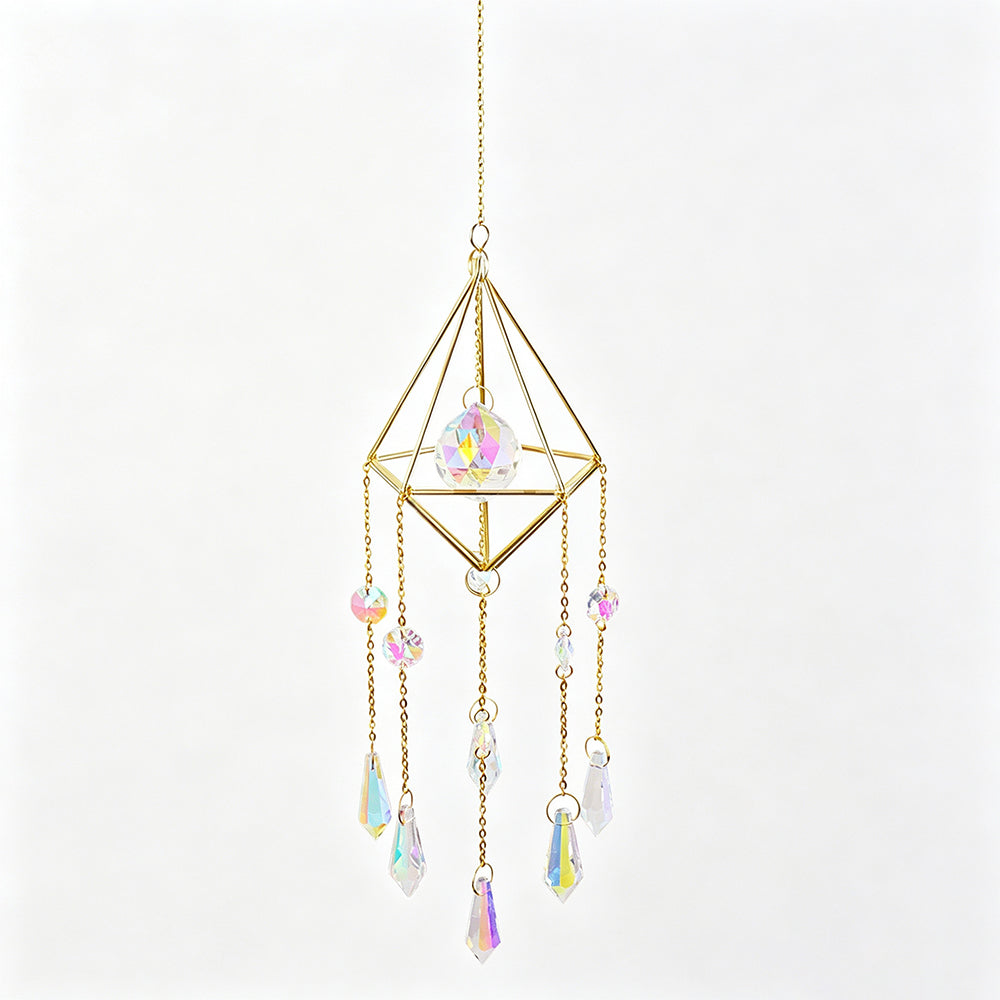 Golden Air Plant Frame Butterfly Crystal Suncatcher 6H7HLS168