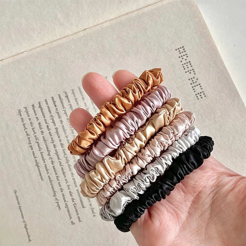 Minimalist Solid Color Satin Elastic Hair Tie MK2BLW6W6HHT30