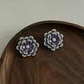 Dainty Rhinestone 3D Floral Dangle Stud Earrings 6W6JER563