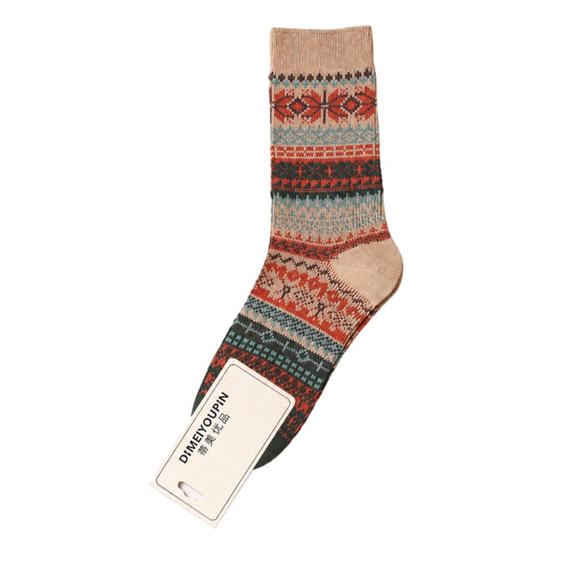 Retro Geometric Jacquard Crew Socks 6W8FSO662
