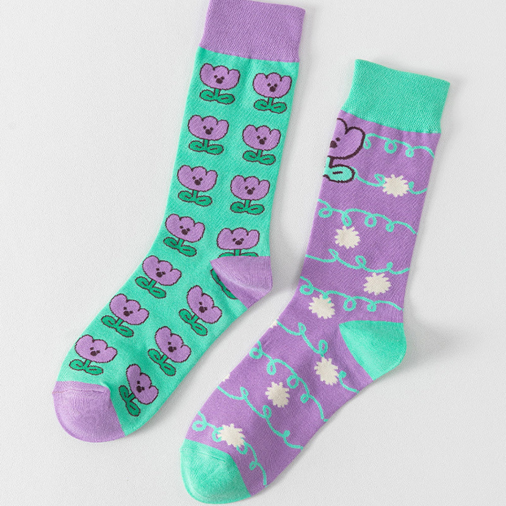 Asymmetrical Cartoon Crew Socks - DippedShop Wholesale - #2499